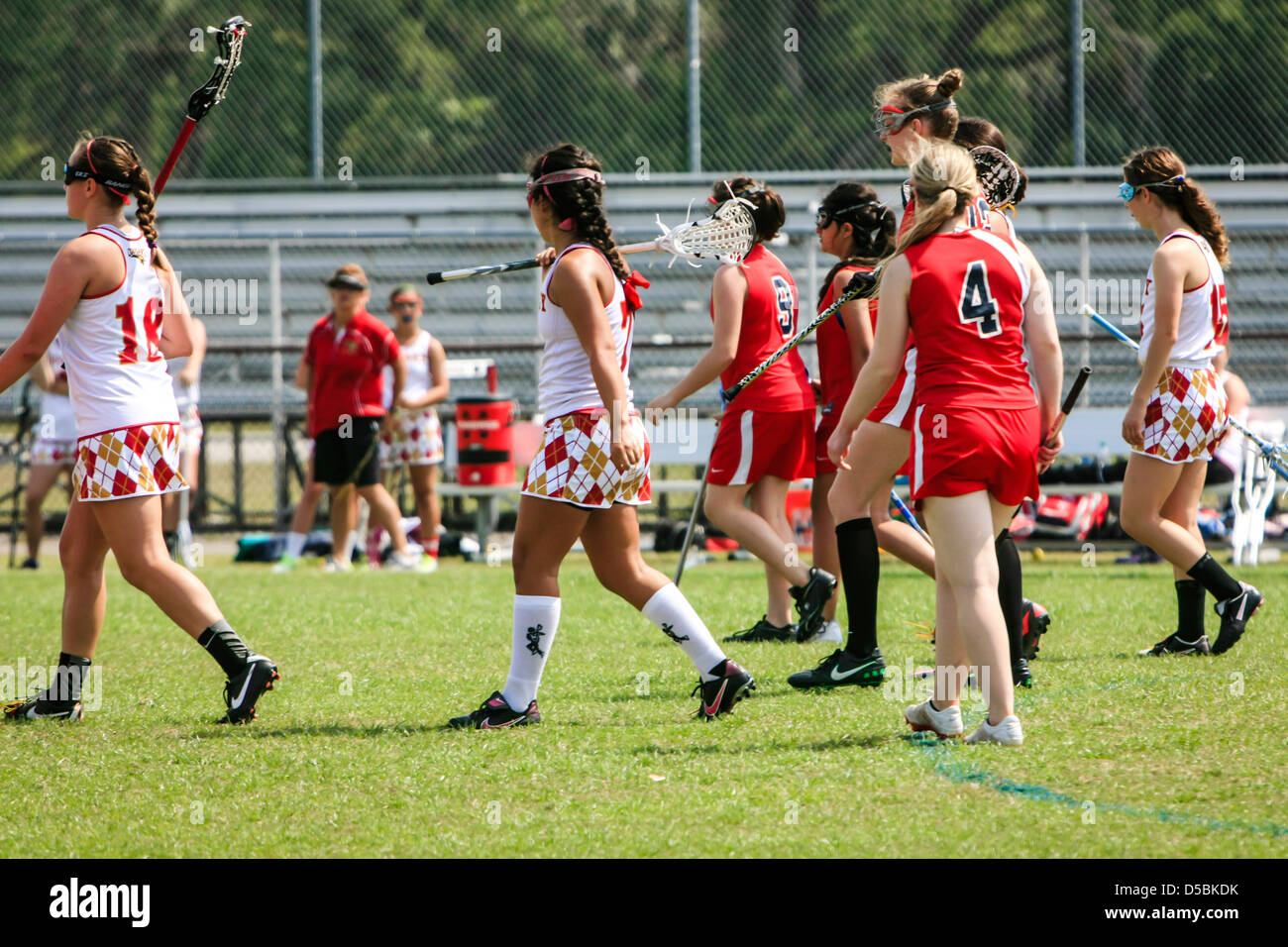High School girls from Florida playing an Interschool La Crosse game
