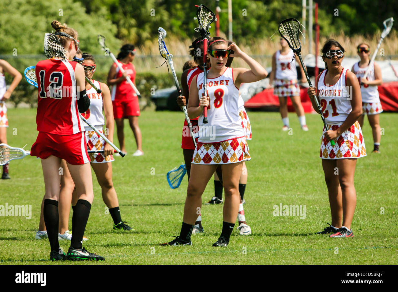 High School girls from Florida playing an Interschool La Crosse game