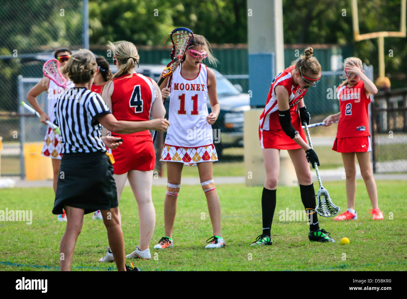 High School girls from Florida playing an Interschool La Crosse game