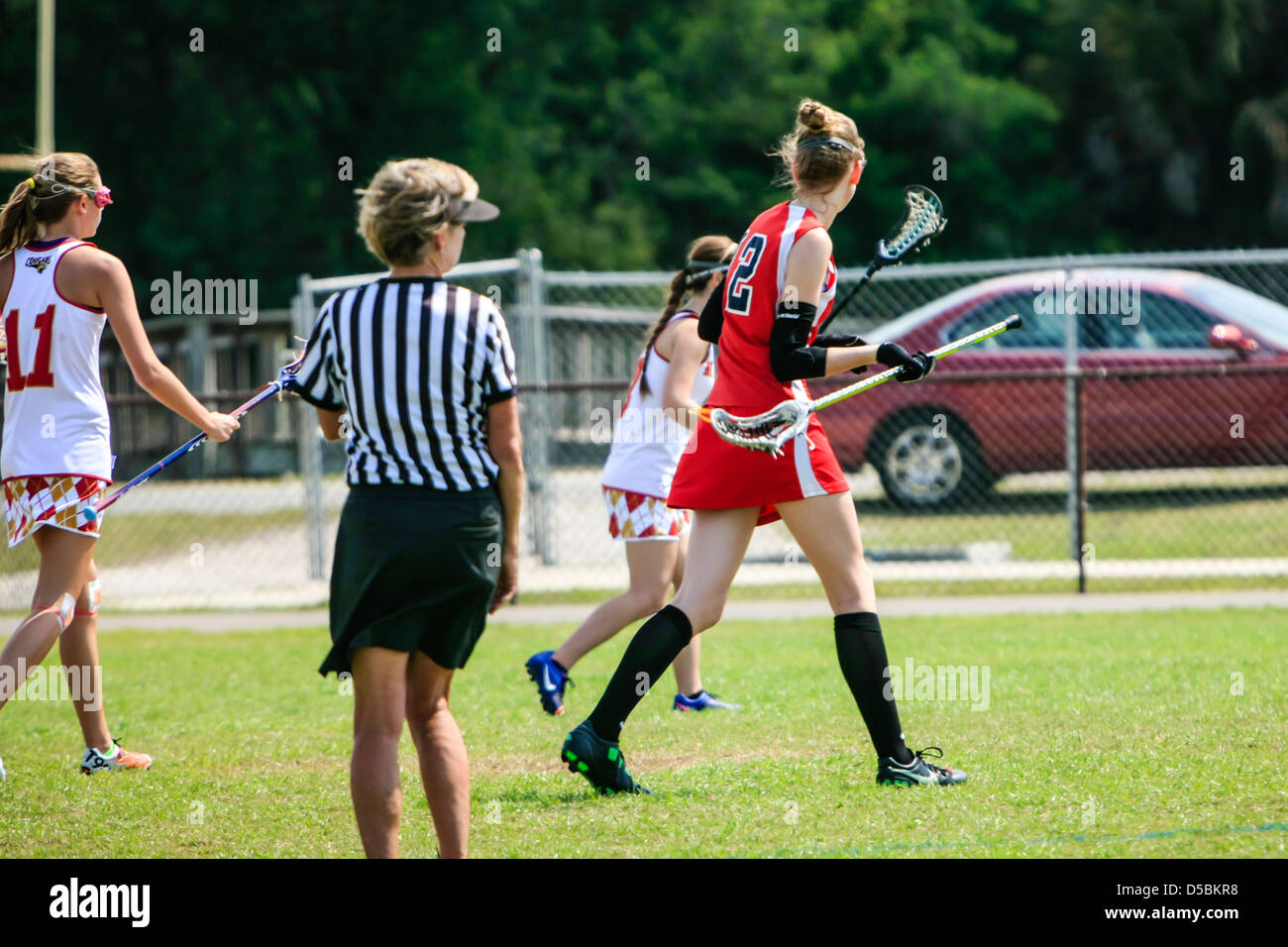 High School girls from Florida playing an Interschool La Crosse game