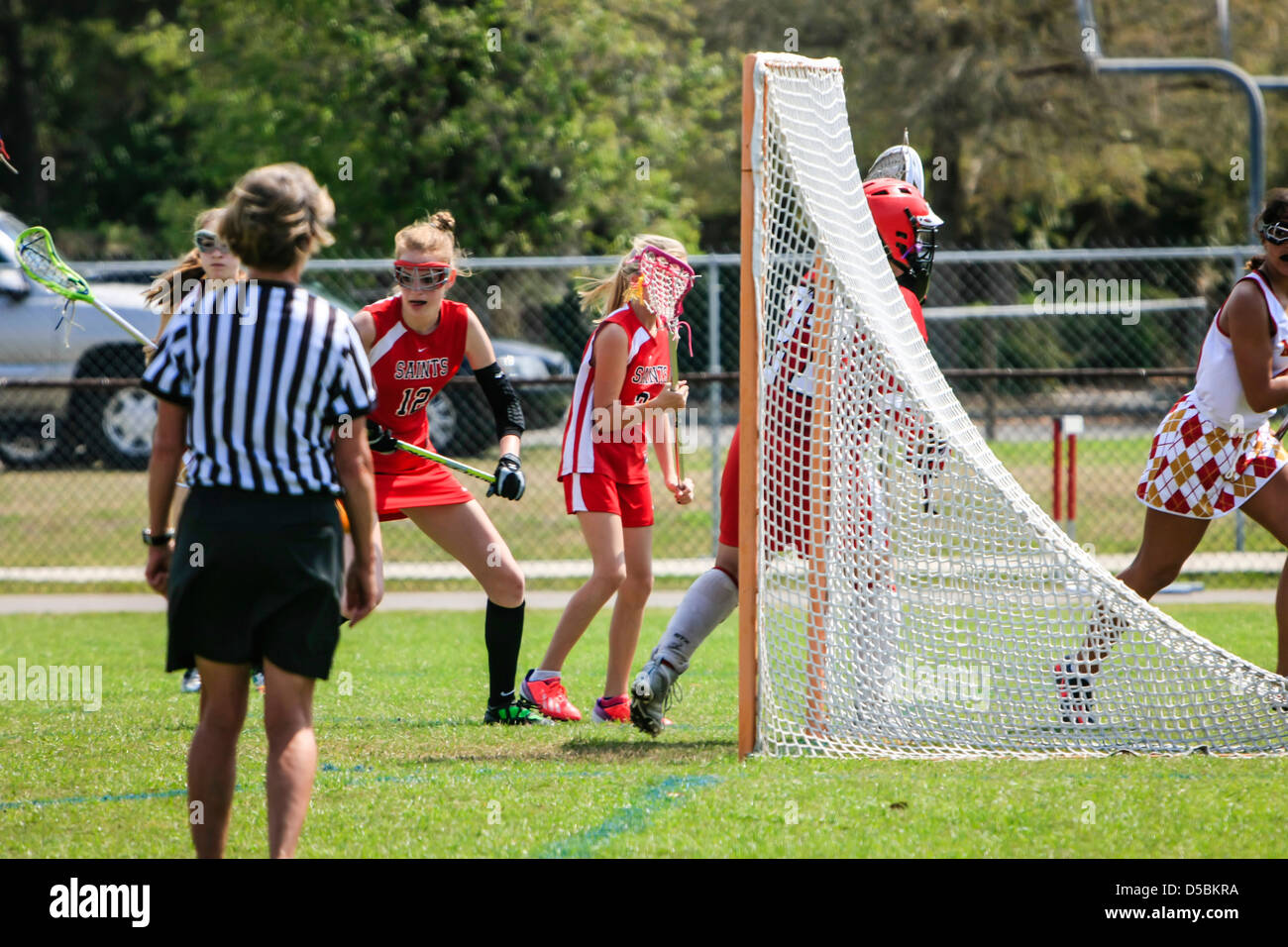 High School girls from Florida playing an Interschool La Crosse game