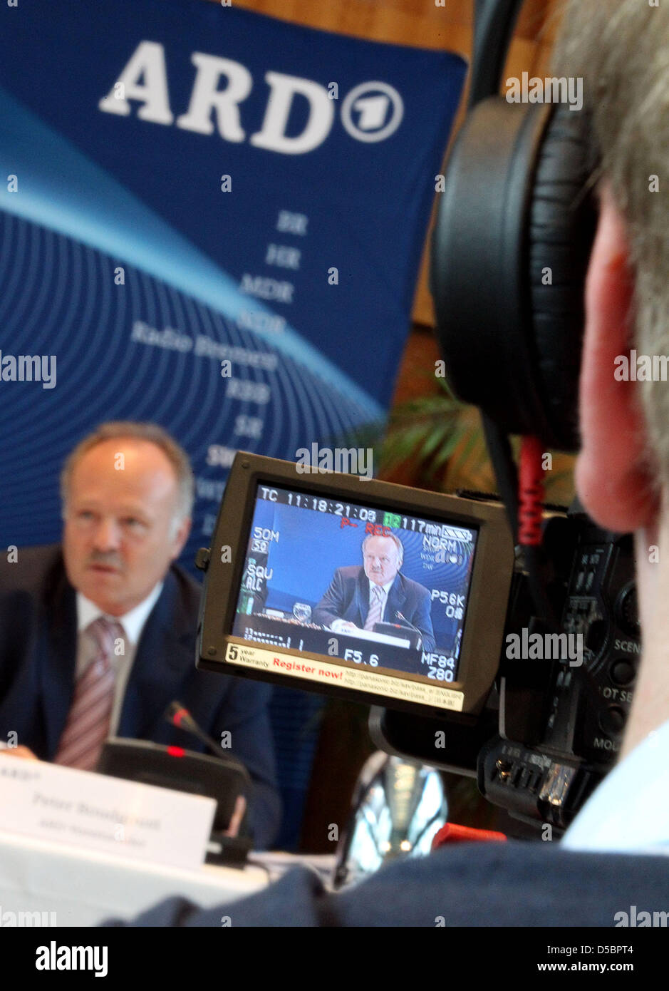 Chairman of broadcaster ARD, Peter Boudgoust, explains the results of ...