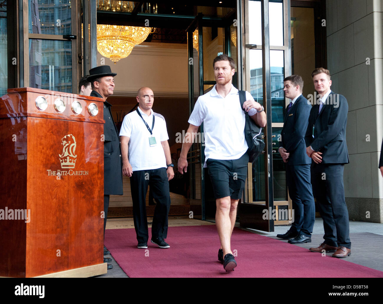 Xabier Alonso Ola of Real Madrid leaving hotel Ritz Carlton. Berlin