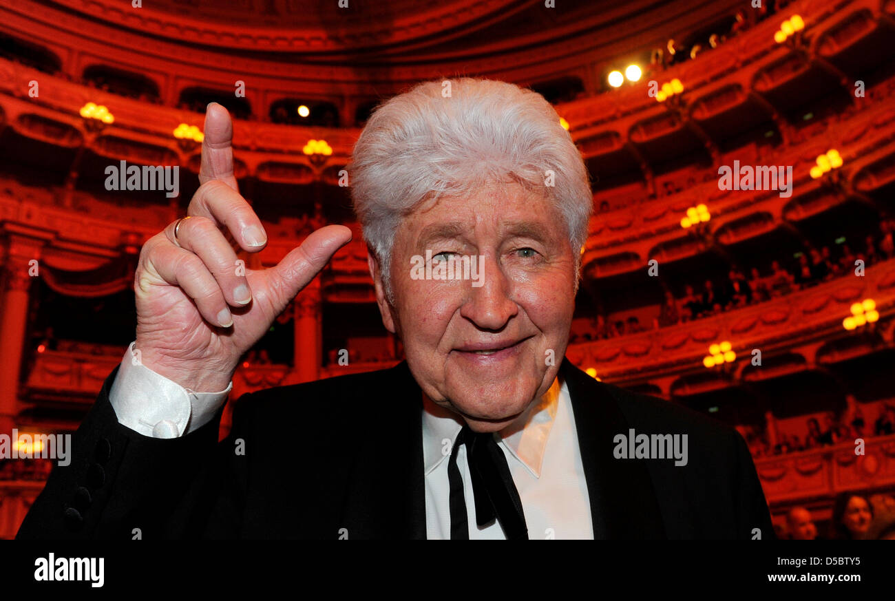 Choir conductor Gotthilf Fischer celebrates during the 5th Semper opera ball in Dresden, Germany, 15 January 2010. Over 2,000 guests from economy, politics and culture celebrated under the motto 'Dreamteams' a ball night in the theatre built by Gottfried Semper (1803-1879). Stage and auditorium of the Semper opera were remodeled for this event. Photo: Jens Kalaene Stock Photo