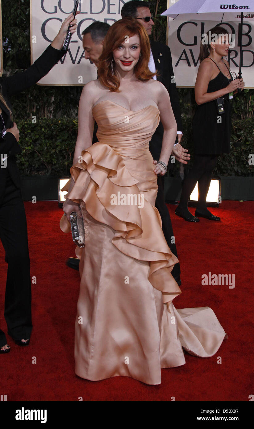 US American actress Christina Hendricks arrives for the 67th Golden Globe Awards in Los Angeles USA 17 January 2010. The Globes honour excellence in cinema and television. Photo Hubert Boesl Stock Pho...