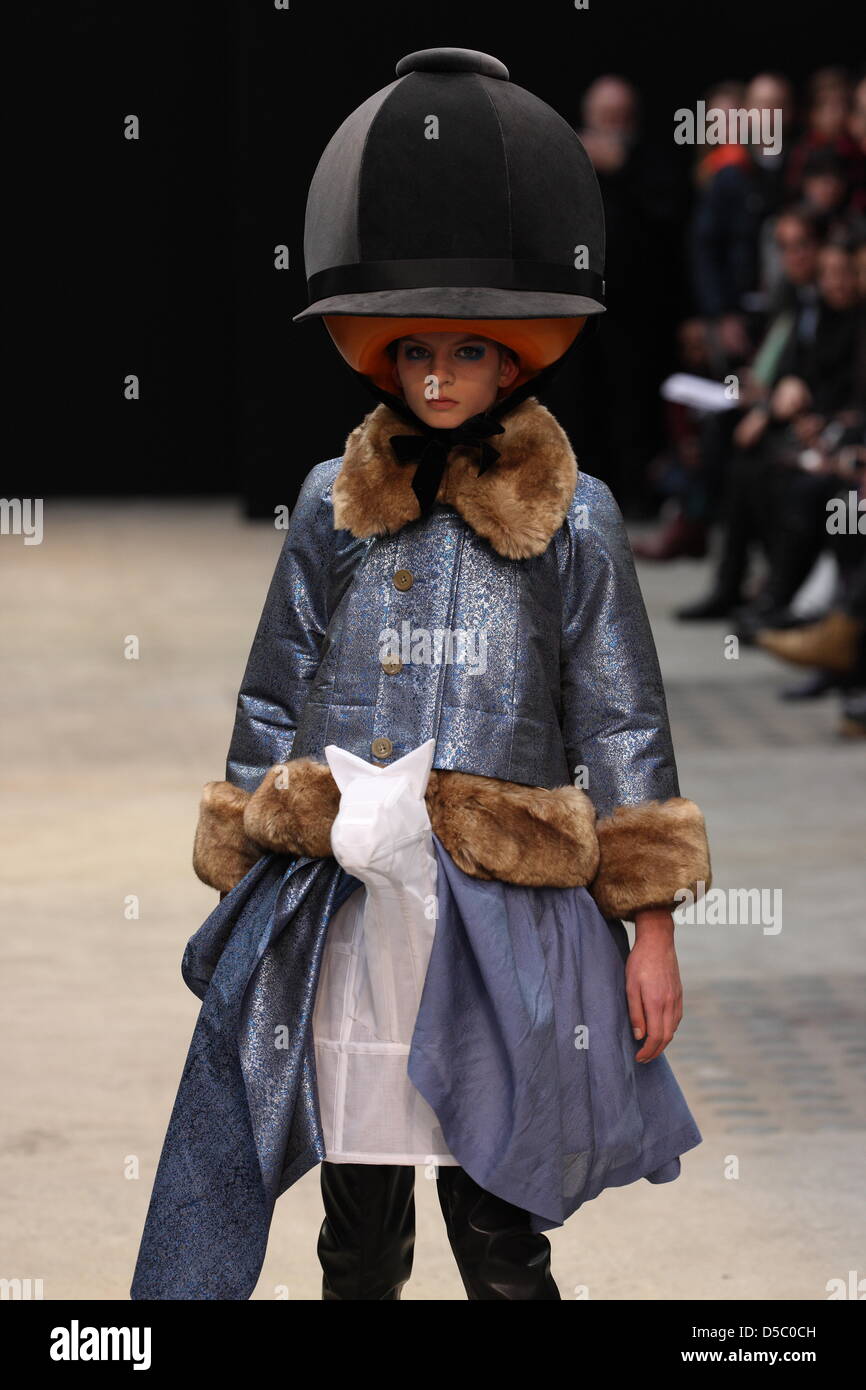 A model presents a creation as part of 'Walter Van Beirendonck' Men's  fashion fall winter 2010-11 collection is presented at the Paris Men's  Fashion Week in Paris, France, 22 January 2010. The