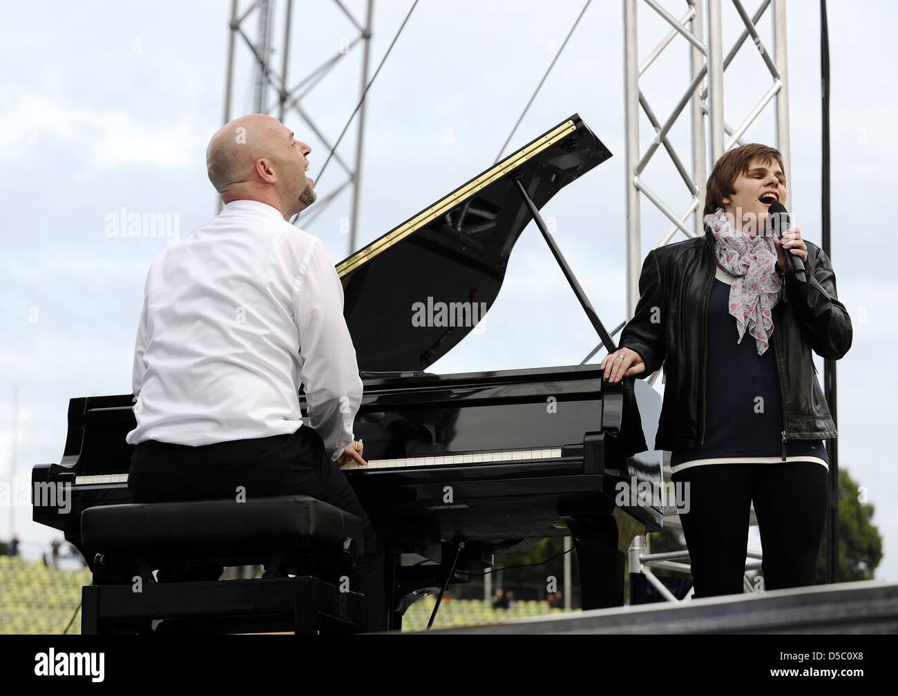 Der Graf of Unheilig and Sarah Pisek performing at a concert at Olympiapark. Munich, Germany - 23.07.2011. Marcella Stock Photo
