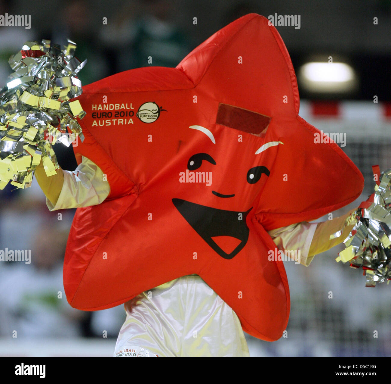 Mascot 'Magic' seen during the Handball Euro 2010 preliminary round ...