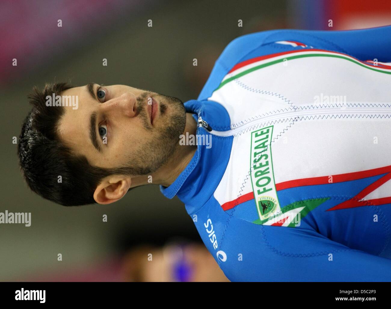 Nicola Rodigari (Italien), aufgenommen am Samstag (23.01.2010) in der Freiberger Arena in Dresden im Rahmen der Shorttrack Europameisterschaft. Foto: Thomas Eisenhuth / Z6326 Stock Photo