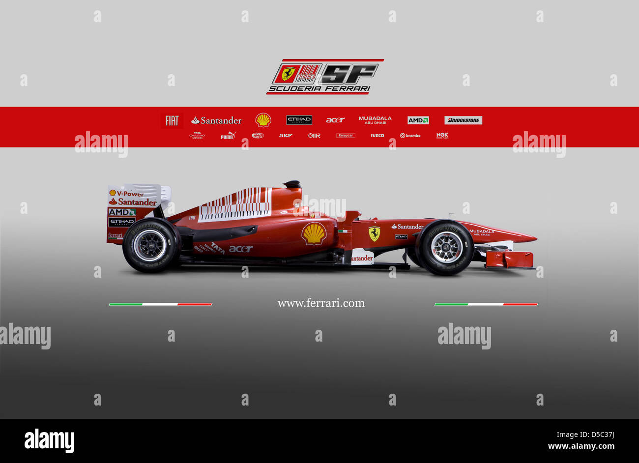 A handout dated 28 January 2010 provided by Ferrari shows the F10 racing  car of Scuderia Ferrari for the upcoming season 2010. Photo: Ferrari  (HANDOUT - EDITORIAL USE ONLY! Stock Photo - Alamy