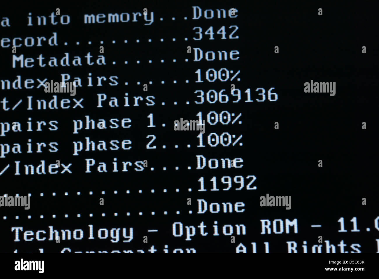 computer boot up menu black screen white text Stock Photo - Alamy
