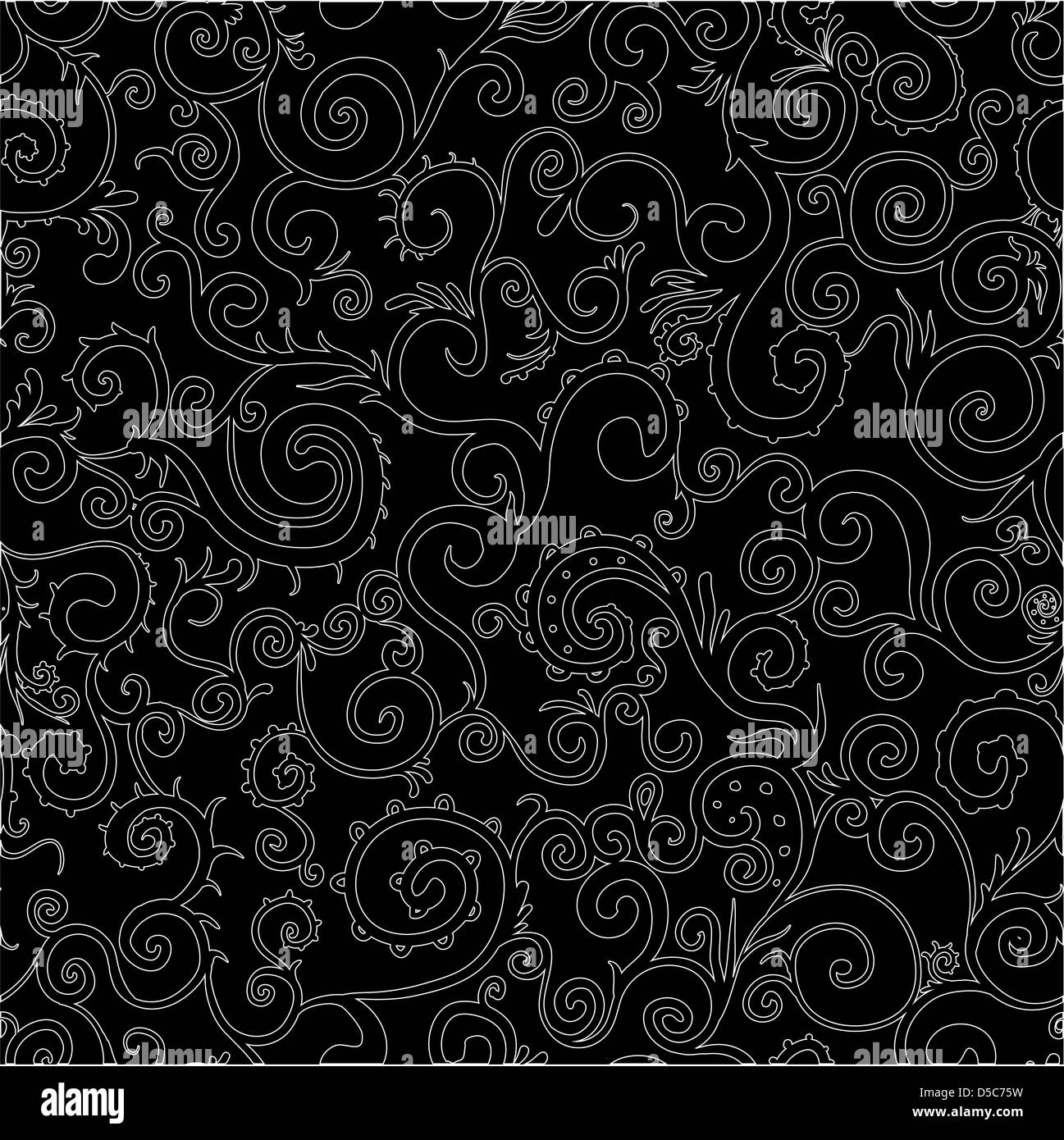 Seamless black and white swirl pattern Stock Photo Alamy