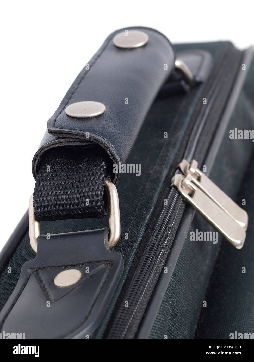Briefcase handle detail on white background Stock Photo Alamy