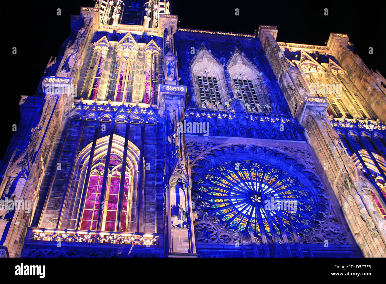 strasbourg, light show, france, cathedral Stock Photo
