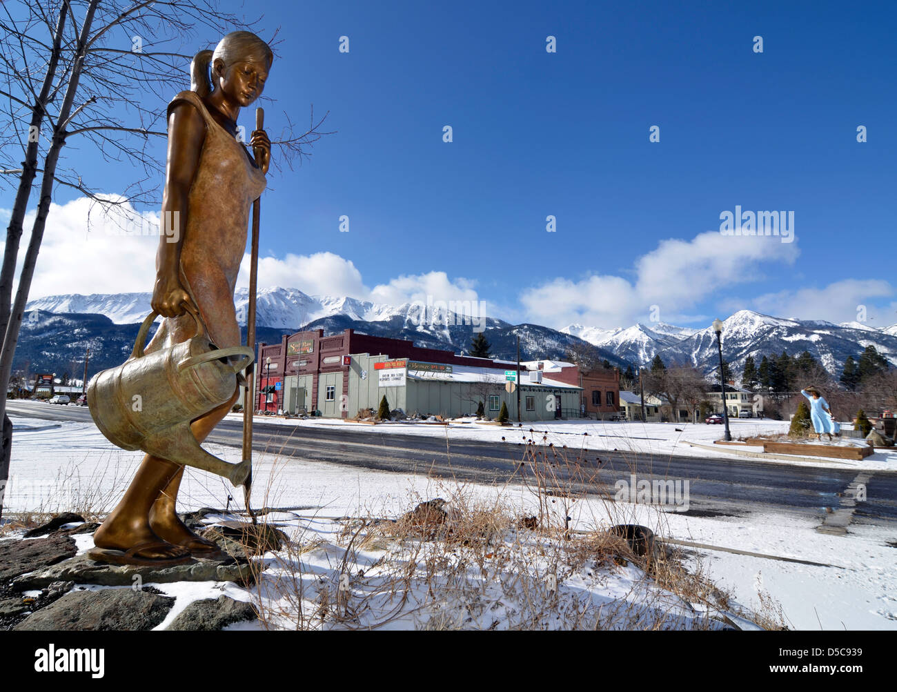 Bronze statue in downtown Joseph, Oregon Stock Photo Alamy