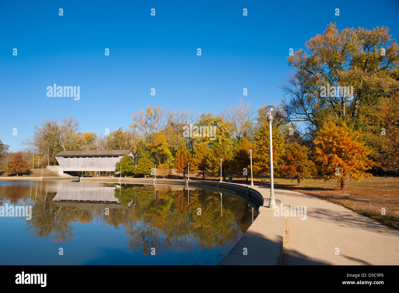 The Brownsville Covered Bridge, located in Mill Race Park in Columbus