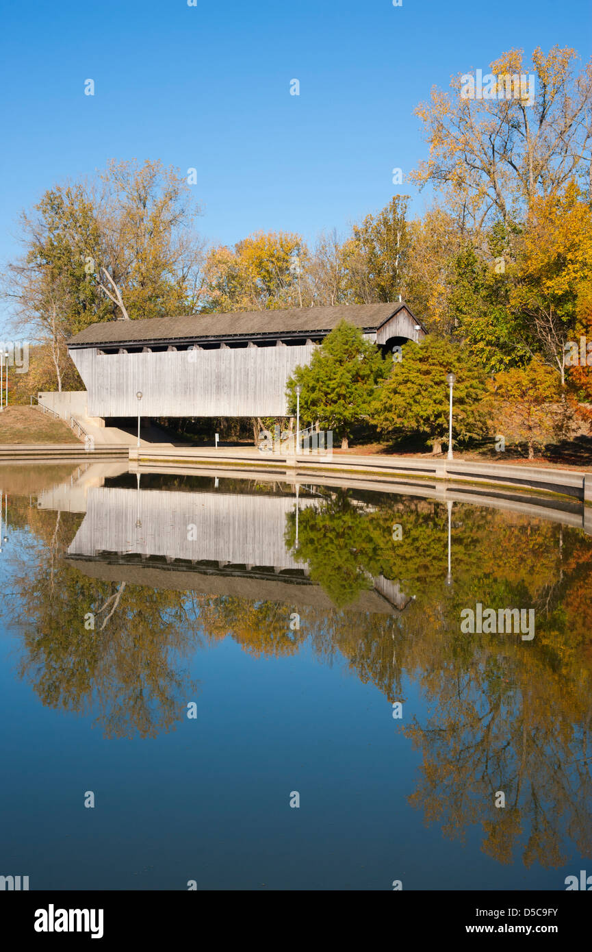 The Brownsville Covered Bridge, located in Mill Race Park in Columbus
