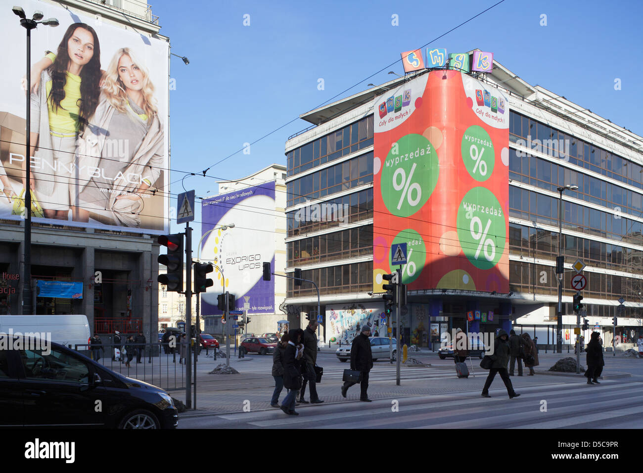 Warsaw, Poland, billboards and the shopping center Dom towarowy Smyk