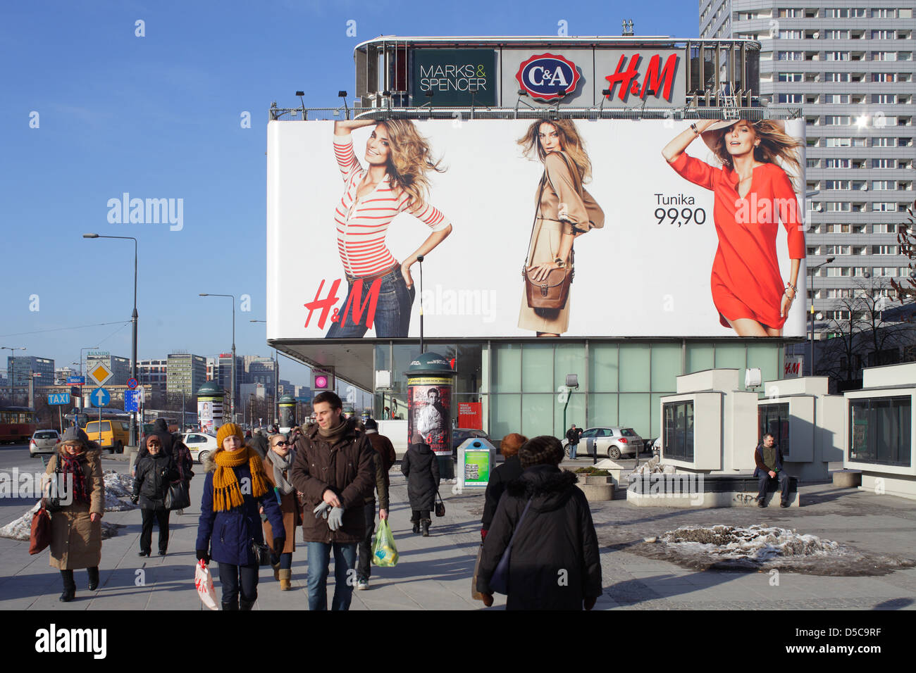 Warsaw, Poland, department store and billboard on Marszakowska Stock Photo  - Alamy