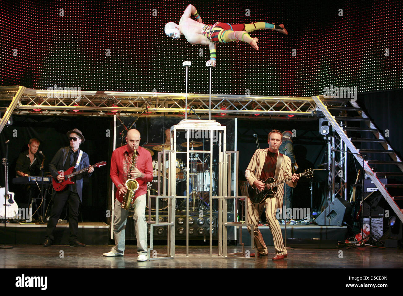 Alexander Veligosha and Weitersagen Band at a rehearsal for the Rock Variete Show 'Forever Young' at Wintergarten. The Show Stock Photo