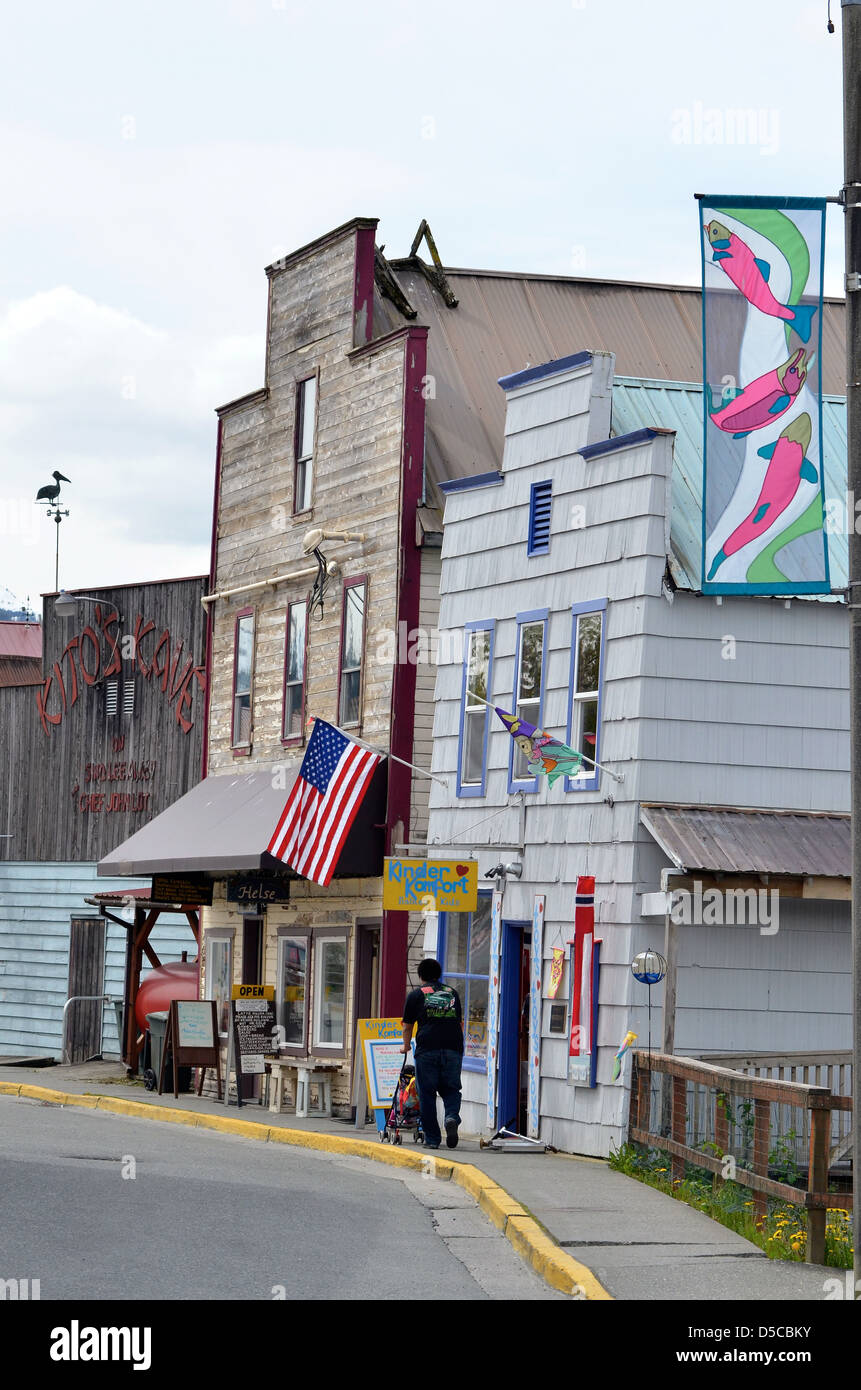 Shops in downtown Petersburg, Alaska Stock Photo Alamy
