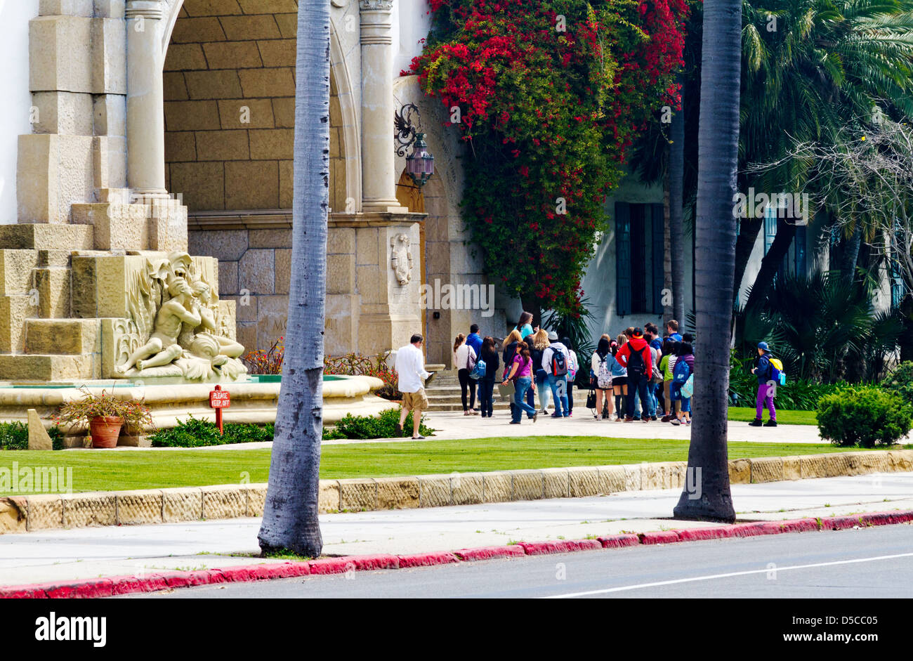 Sightseers visiting the courthouse in Santa Barbara, California Stock Photo