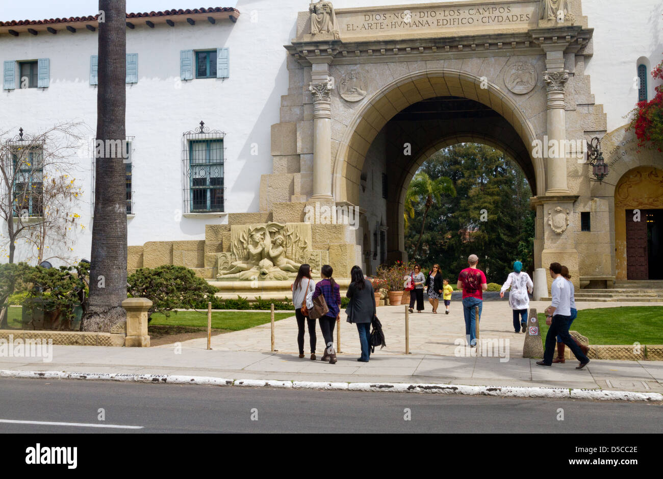 Sightseers visiting the courthouse in Santa Barbara, California Stock Photo
