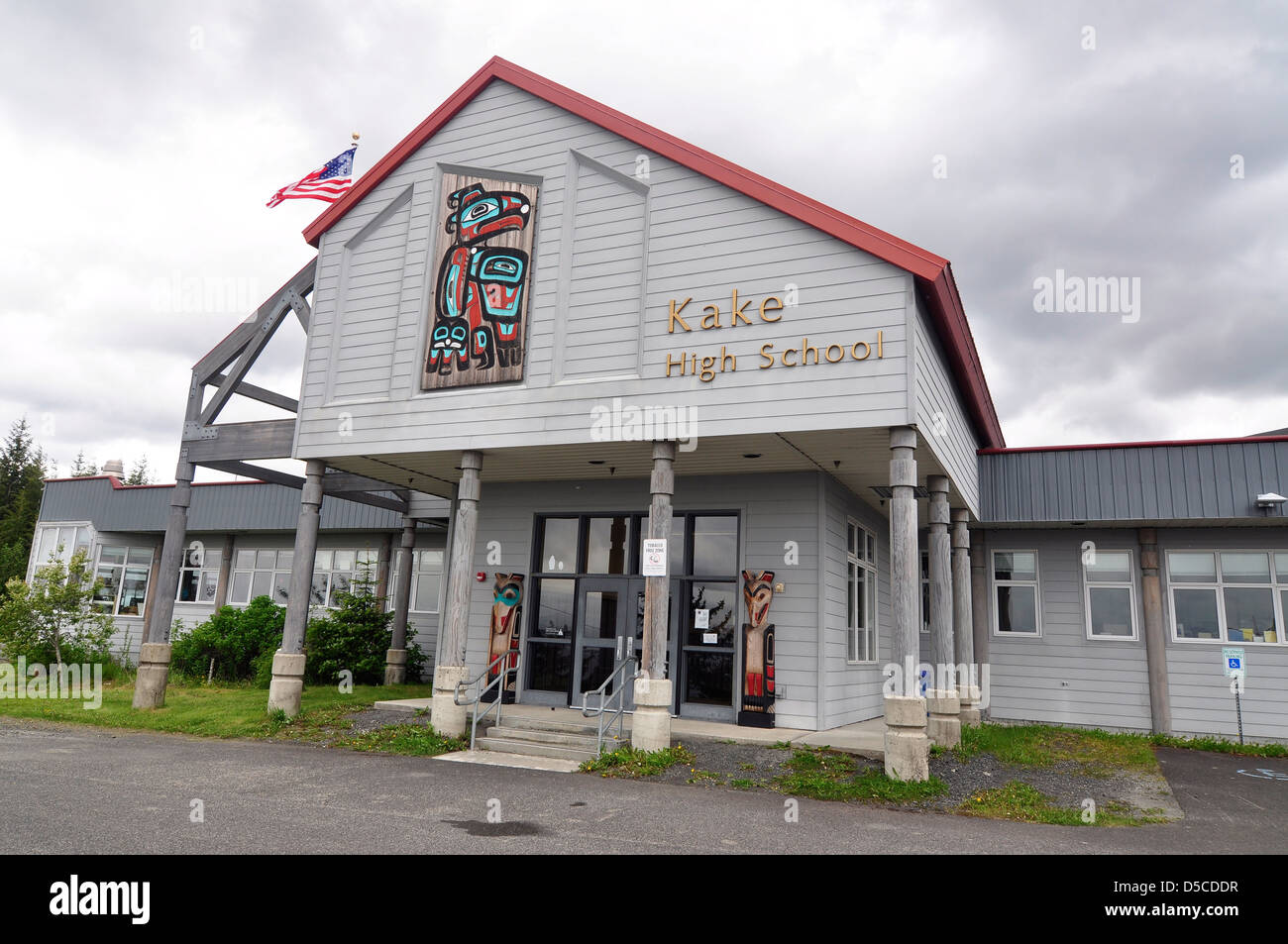 School in the Tlingit town of Kake, Alaska. Stock Photo