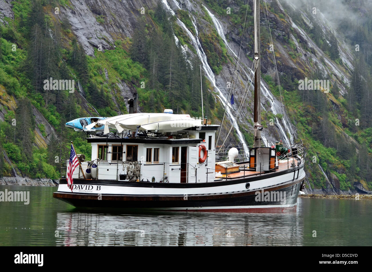 The David B, a restored boat used for cruising tours, in Fords Terror, Alaska. Stock Photo