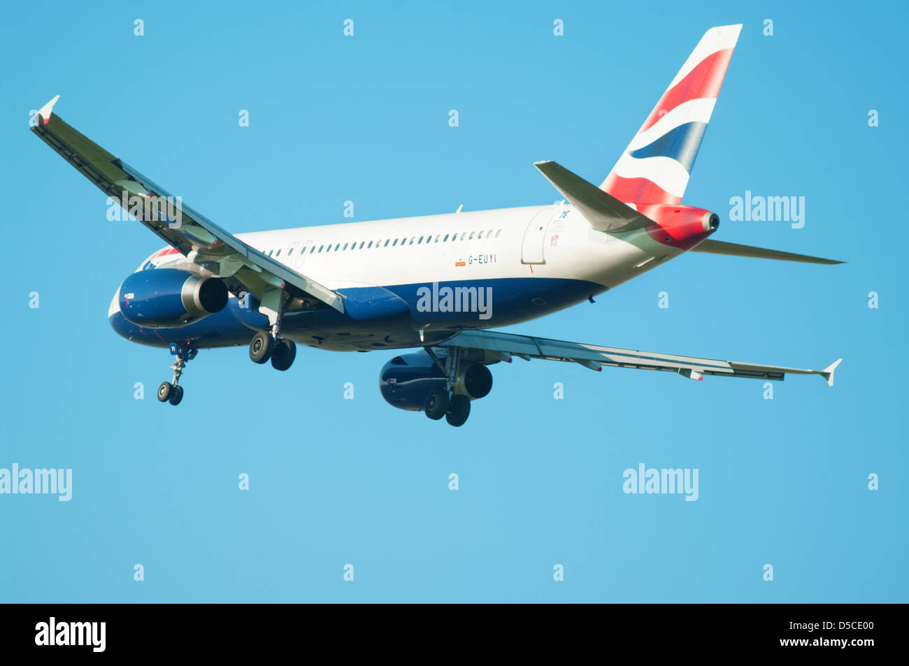 British airways airplane flying in the air. Stock Photo