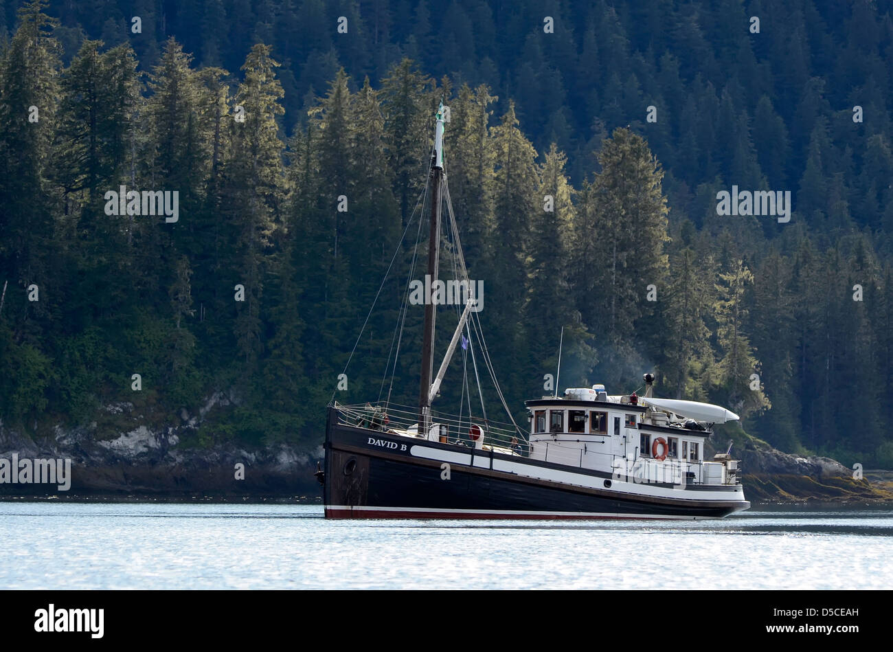 The David B, a restored boat used for cruising tours, Alaska. Stock Photo