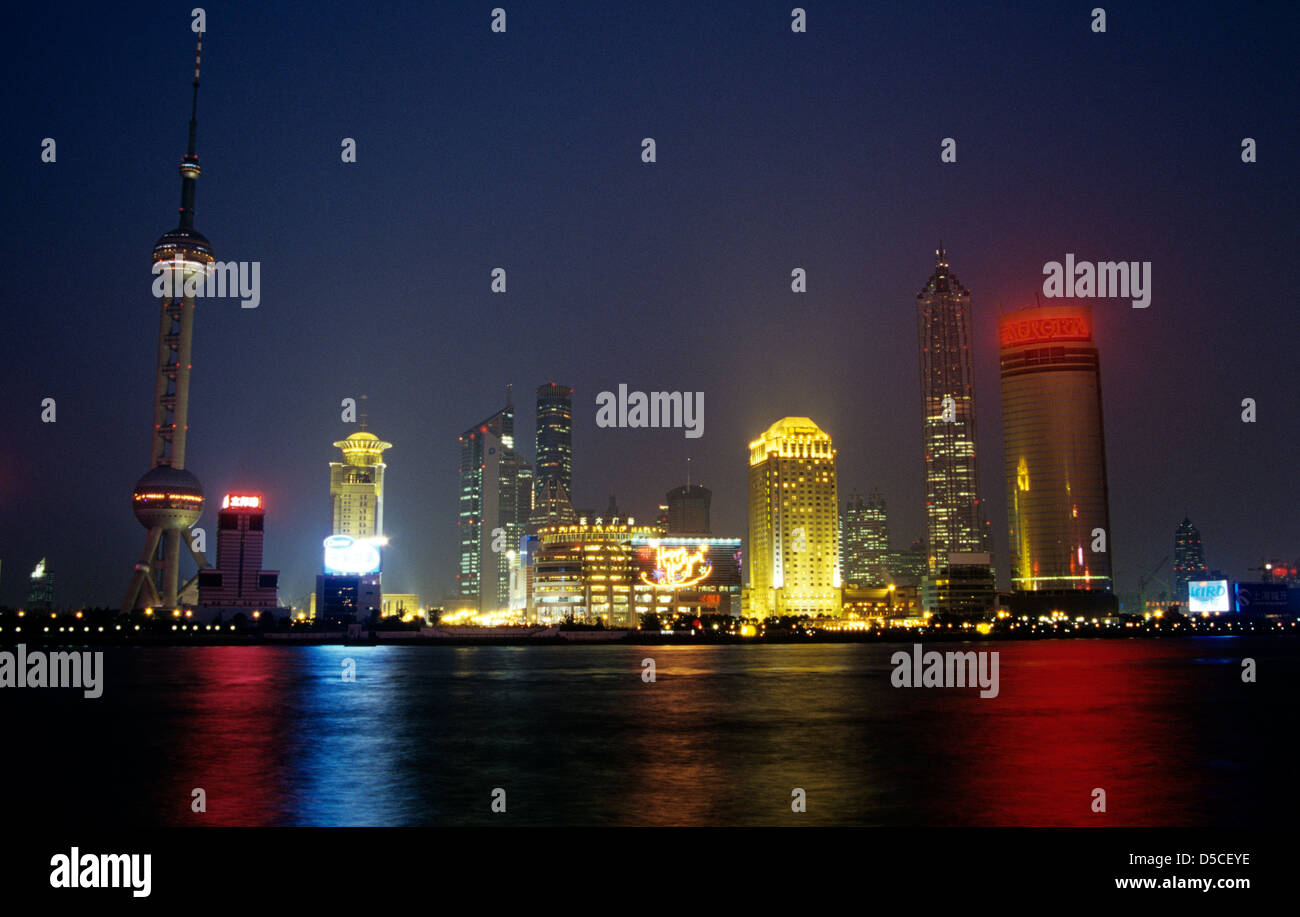 night view of pudong skyline from The Bund in Shanghai Stock Photo - Alamy