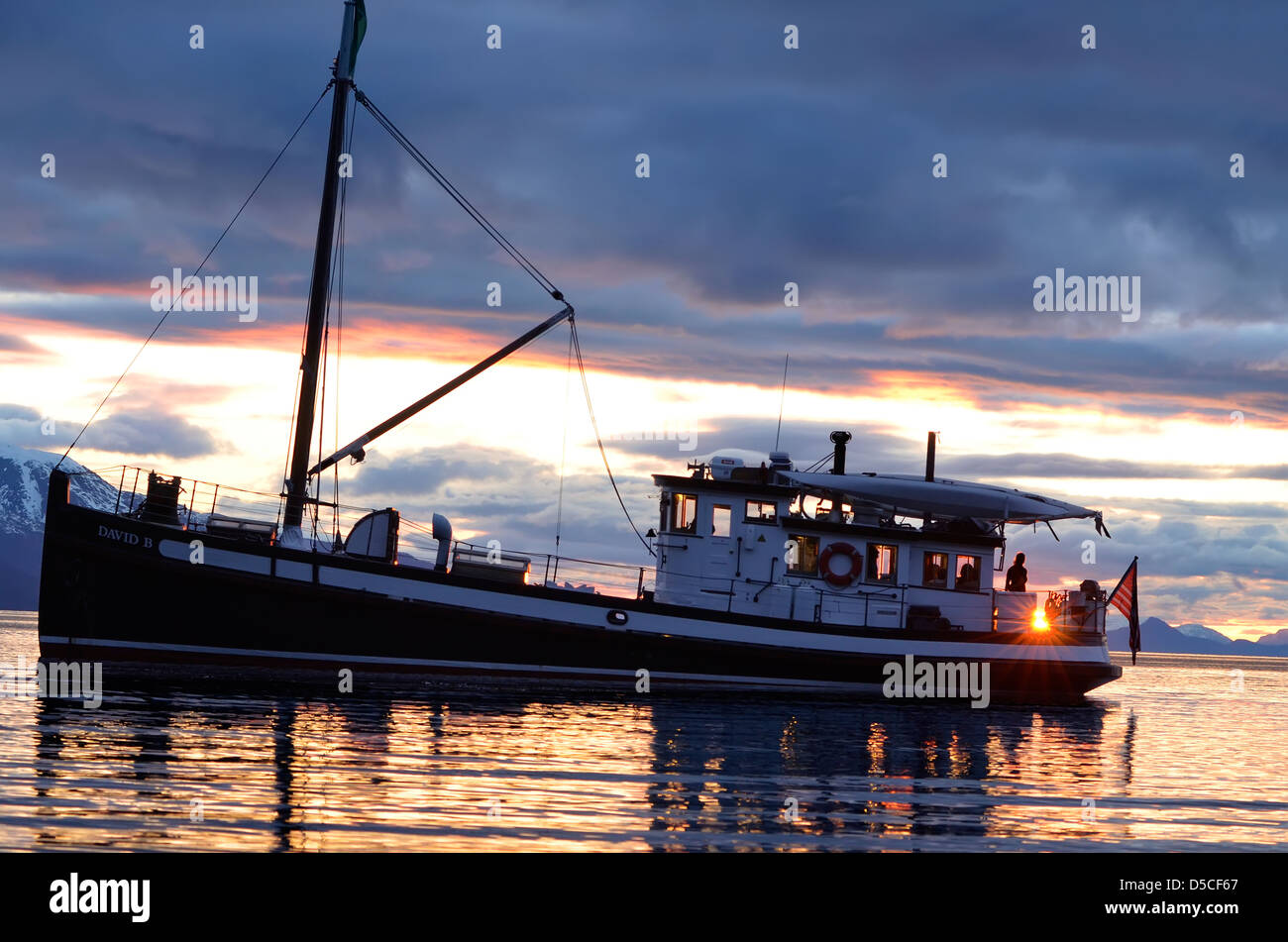 The David B, a restored boat used for cruising tours, Holkham Bay, Alaska. Stock Photo
