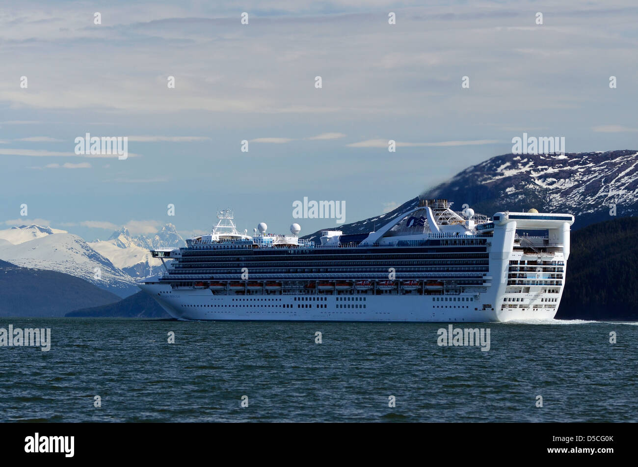Cruise ship in Stephen's Passage, Southeast Alaska. Stock Photo