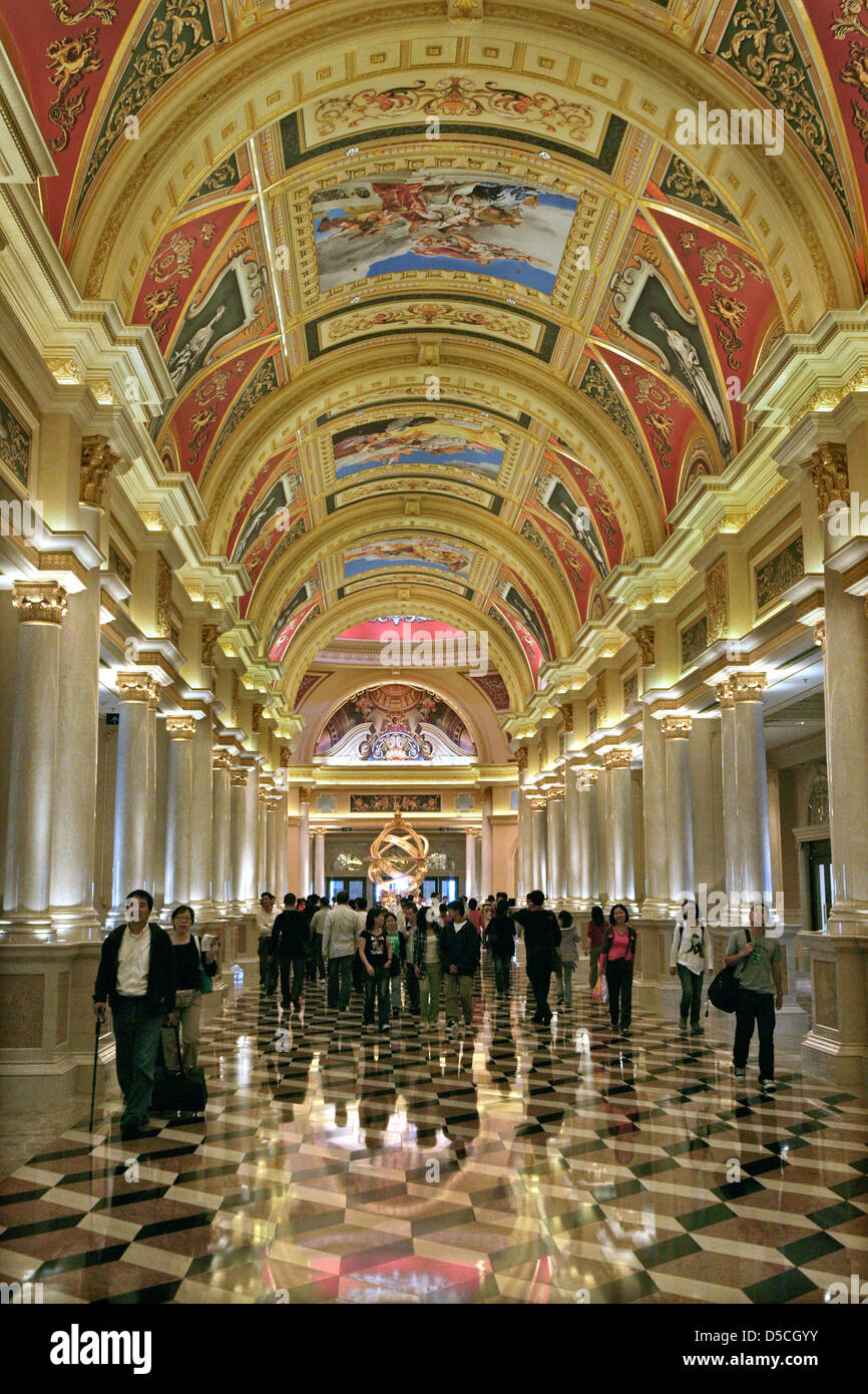Inside of The Venetian Luxury hotel and casino resort in Macau Stock Photo