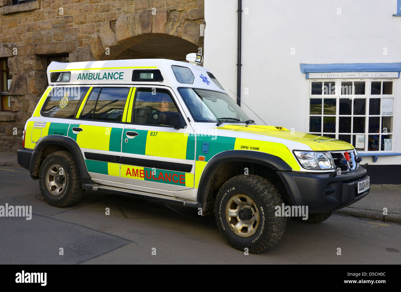 Ambulance vehicle based on St Mary's, Isles of Scilly, Britain. Stock Photo