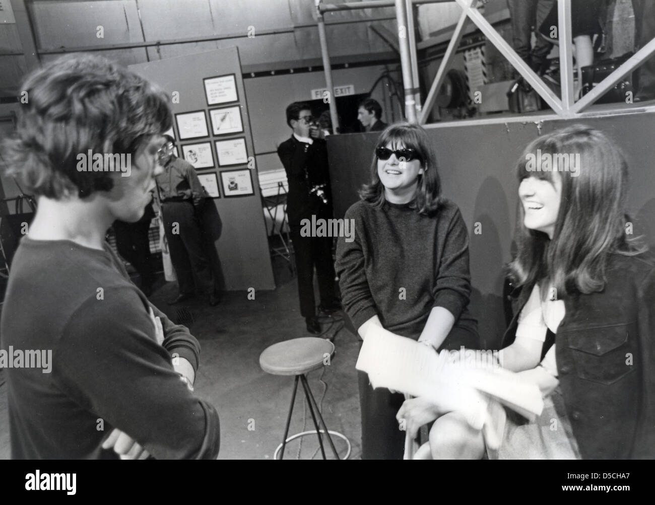 READY,STEADY,GO  August 1965 with from left Mick Jagger, [producer Vicki Wickham, presenter Cathy McGowan. Photo Tony Gale Stock Photo