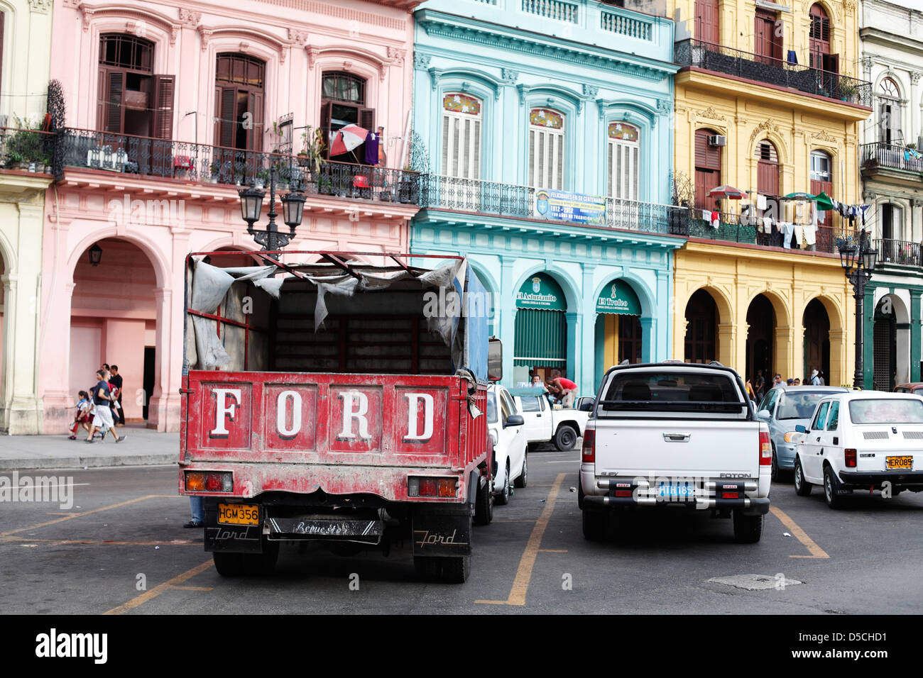 Old Ford Truck Parked In The Centre Of Havana Cuba On Paseo del Prado Stock Photo