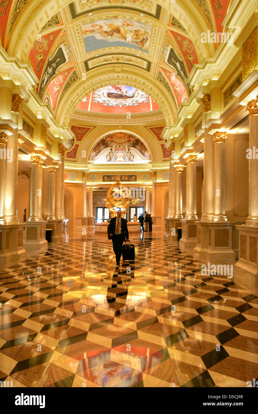 Inside of The Venetian Luxury hotel and casino resort in Macau Stock Photo