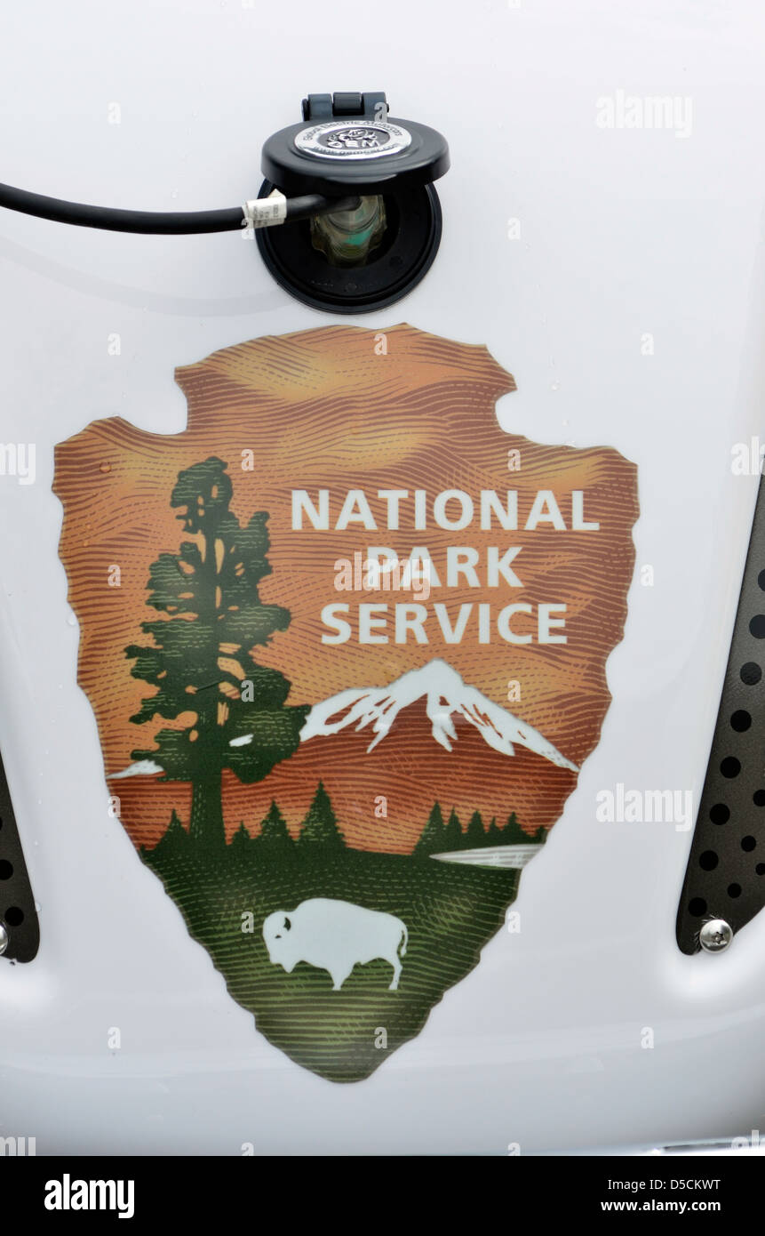 National Park Service electric cart, Bartlett Cove, Glacier Bay National Park, Alaska. Stock Photo