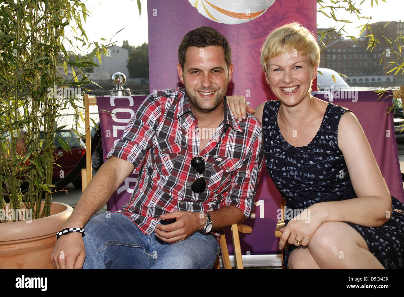Matthias Killing and Simone Panteleit at the evening barbecue of 'Sat 1 Fruehstuecksfernsehen' sponsored by the TV station Stock Photo