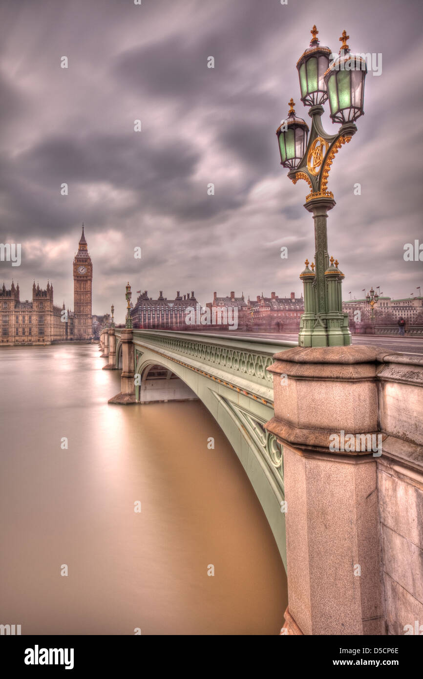 Westminster Bridge, Big Ben and The Houses of Parliament, London, England Stock Photo