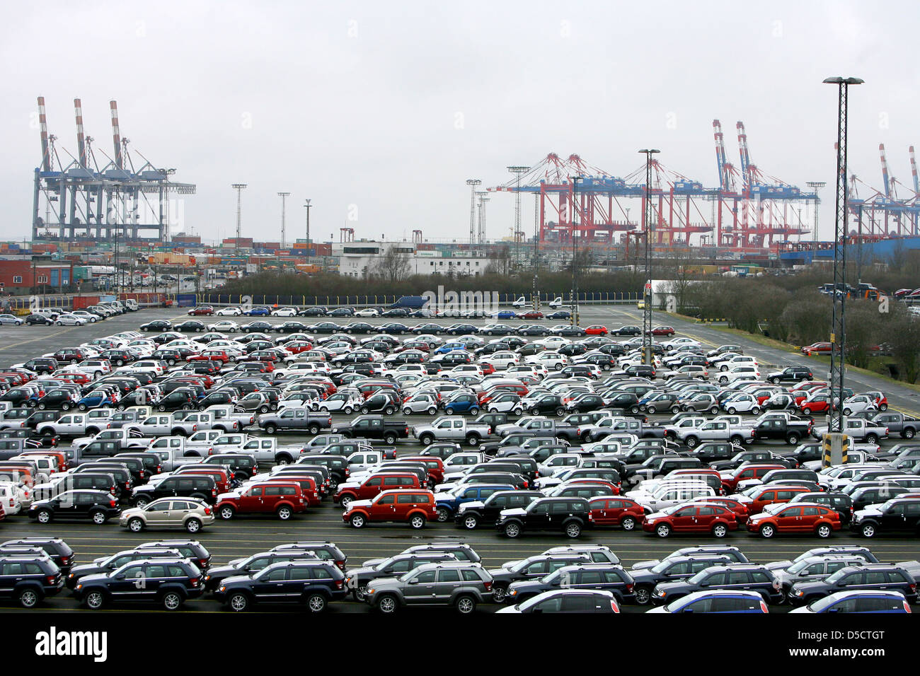 Bremerhaven, Germany, new cars are on the car terminal in Bremerhaven BLG Stock Photo