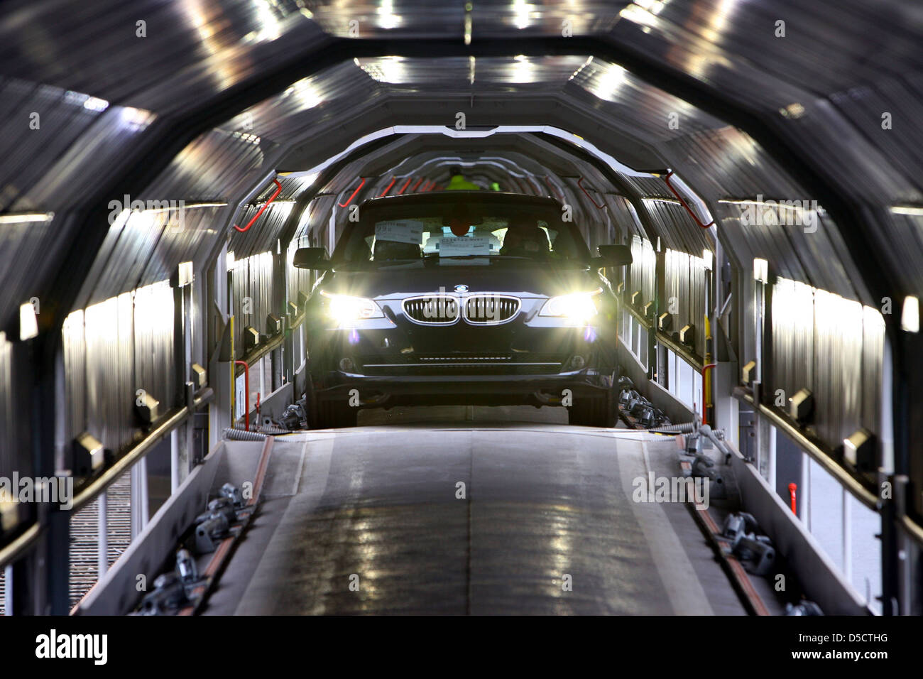 Bremerhaven, Germany, new cars at the Auto Terminal in Bremerhaven BLG deleted from trains Stock Photo