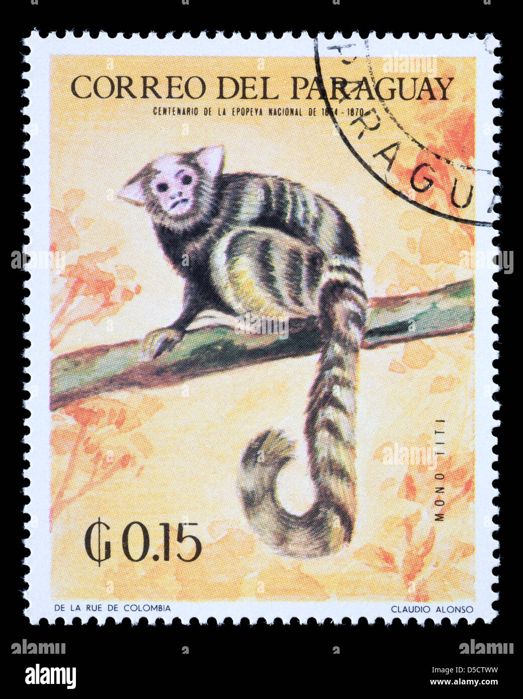 Postage stamp from Paraguay depicting a lemur Stock Photo - Alamy