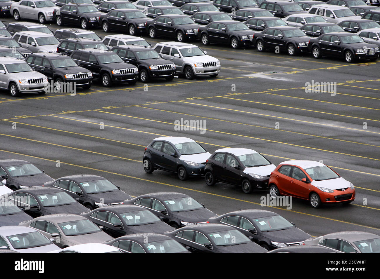 Bremerhaven, Germany, new cars are on the car terminal in Bremerhaven BLG Stock Photo