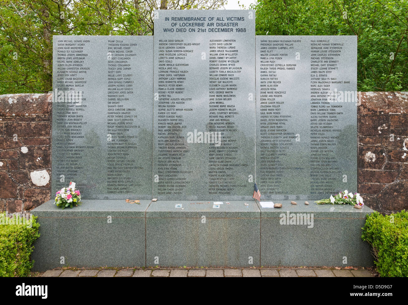 Scotland, Lockerbie, Garden of Rememberance to victims of 1988 air disaster, the terrorist bombing of Pan Am Flight 103 Stock Photo