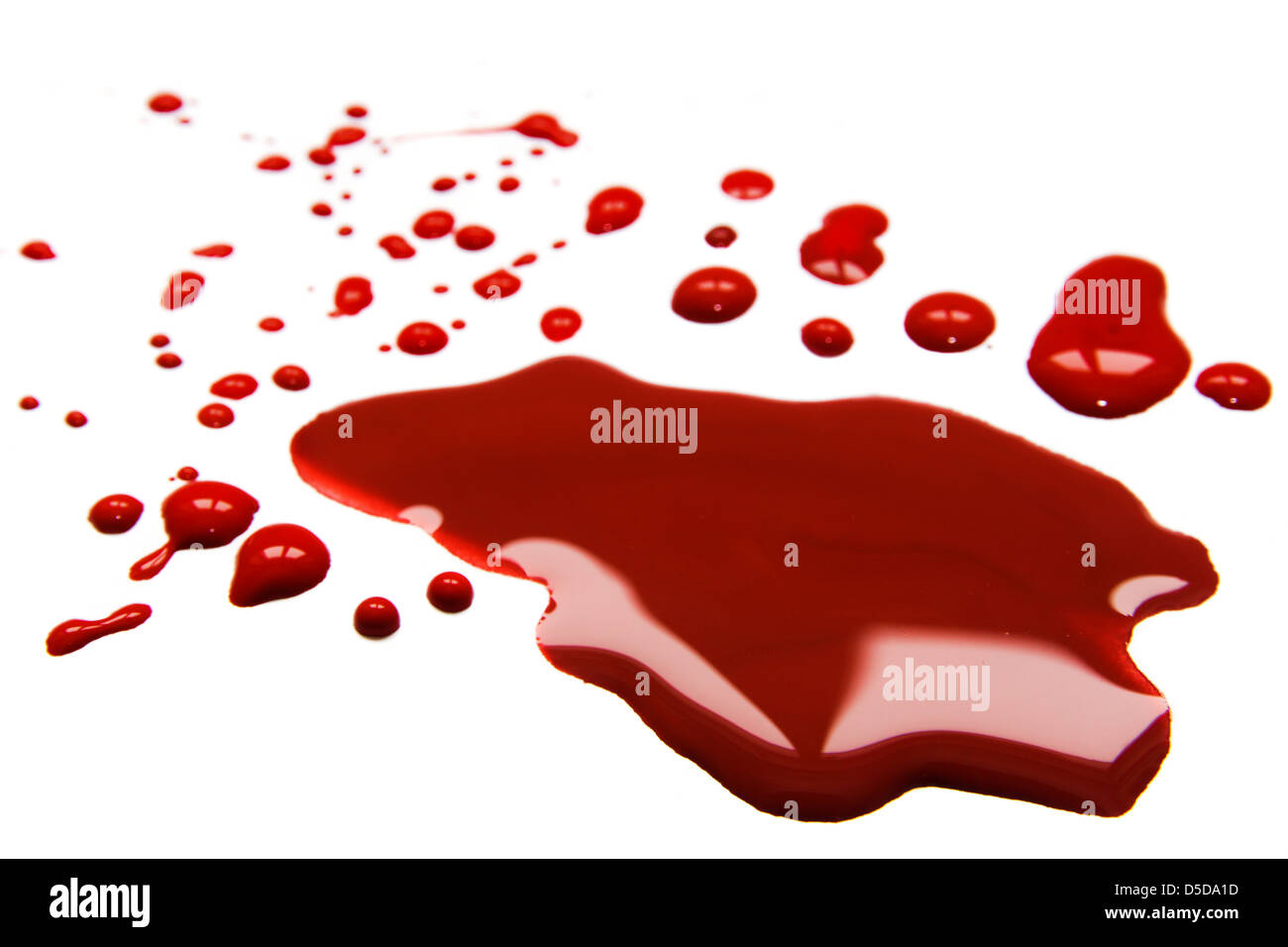 Blood stains (puddle) isolated on white background. Stock Photo