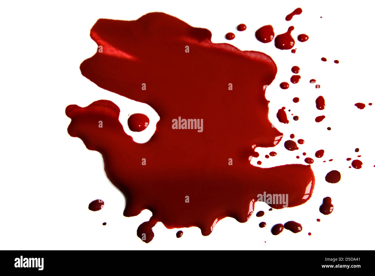 Blood stains (puddle) isolated on white background. Stock Photo