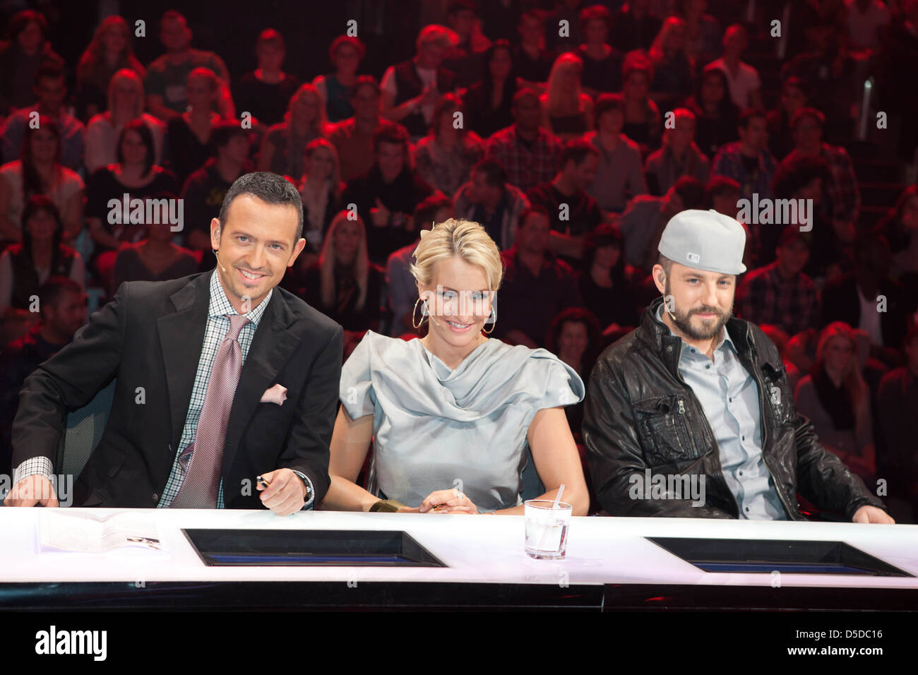 Till BrÃ¶nner, Sarah Connor, Das Bo at the X-Factor Show at MMC Coloneum. Cologne, Germany. 08.112011 Stock Photo